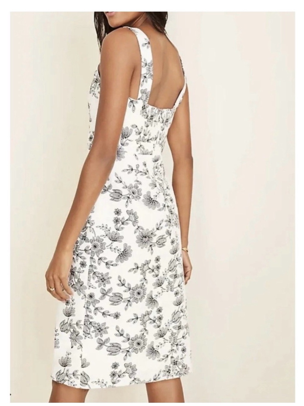 Ann Taylor White Midi Dress with Black Floral Pattern - Picture 8 of 8